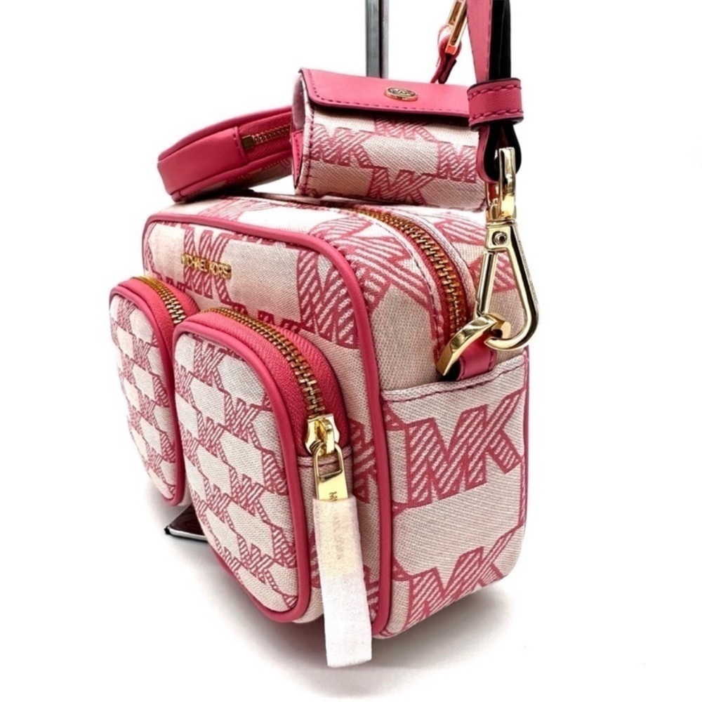 Michael Kors Jet Set Medium Crossbody Bag Tech Accessories Attached Tea Rose - Picture 4 of 13